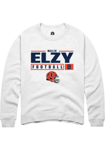 Malik Elzy Rally Mens White Illinois Fighting Illini NIL Stacked Box Crew Sweatshirt