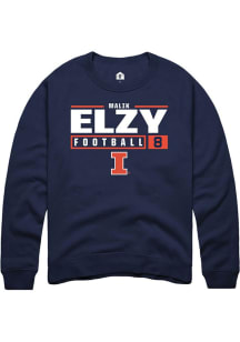 Malik Elzy Rally Mens Navy Blue Illinois Fighting Illini NIL Stacked Box Crew Sweatshirt