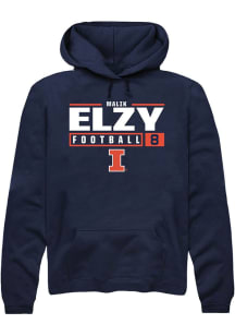 Malik Elzy Rally Mens Navy Blue Illinois Fighting Illini NIL Stacked Box Hooded Sweatshirt