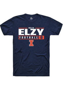 Malik Elzy Navy Blue Illinois Fighting Illini NIL Stacked Box Short Sleeve T Shirt