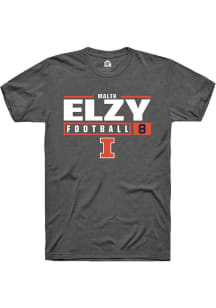 Malik Elzy Dark Grey Illinois Fighting Illini NIL Stacked Box Short Sleeve T Shirt