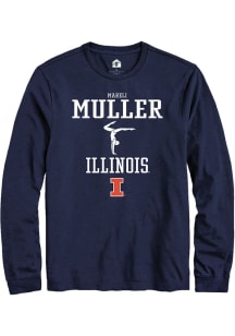 Mareli Muller Rally Mens Navy Blue Illinois Fighting Illini NIL Sport Icon Tee