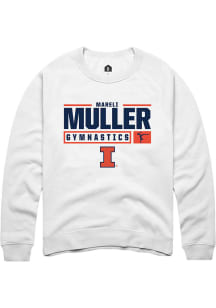 Mareli Muller Rally Mens White Illinois Fighting Illini NIL Stacked Box Crew Sweatshirt