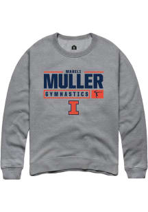 Mareli Muller Rally Mens Graphite Illinois Fighting Illini NIL Stacked Box Crew Sweatshirt