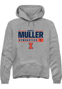 Mareli Muller Rally Mens Graphite Illinois Fighting Illini NIL Stacked Box Hooded Sweatshirt