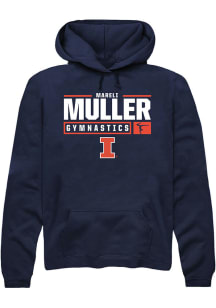 Mareli Muller Rally Mens Navy Blue Illinois Fighting Illini NIL Stacked Box Hooded Sweatshirt