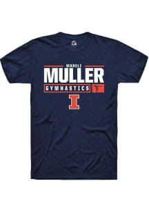 Mareli Muller Navy Blue Illinois Fighting Illini NIL Stacked Box Short Sleeve T Shirt