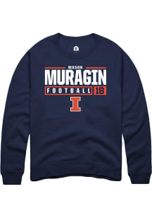 Mason Muragin Rally Mens Navy Blue Illinois Fighting Illini NIL Stacked Box Crew Sweatshirt