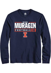 Mason Muragin Rally Mens Navy Blue Illinois Fighting Illini NIL Stacked Box Tee