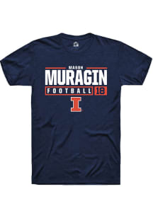 Mason Muragin Navy Blue Illinois Fighting Illini NIL Stacked Box Short Sleeve T Shirt