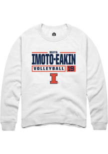 Maya Imoto-Eakin Rally Mens White Illinois Fighting Illini NIL Stacked Box Crew Sweatshirt