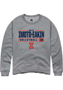 Maya Imoto-Eakin Rally Mens Graphite Illinois Fighting Illini NIL Stacked Box Crew Sweatshirt