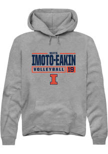 Maya Imoto-Eakin Rally Mens Graphite Illinois Fighting Illini NIL Stacked Box Hooded Sweatshirt