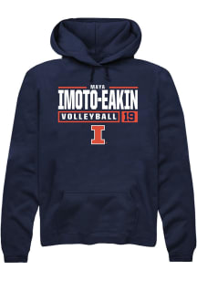 Maya Imoto-Eakin Rally Mens Navy Blue Illinois Fighting Illini NIL Stacked Box Hooded Sweatshirt