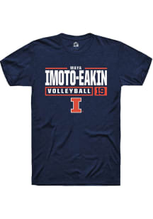 Maya Imoto-Eakin Navy Blue Illinois Fighting Illini NIL Stacked Box Short Sleeve T Shirt