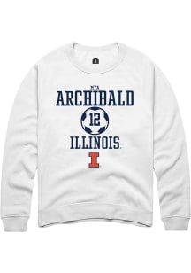 Mya Archibald Rally Mens White Illinois Fighting Illini NIL Sport Icon Crew Sweatshirt