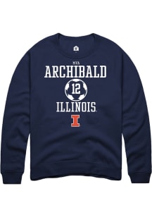 Mya Archibald Rally Mens Navy Blue Illinois Fighting Illini NIL Sport Icon Crew Sweatshirt