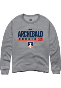 Mya Archibald Rally Mens Graphite Illinois Fighting Illini NIL Stacked Box Crew Sweatshirt