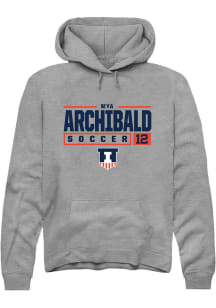 Mya Archibald Rally Mens Graphite Illinois Fighting Illini NIL Stacked Box Hooded Sweatshirt