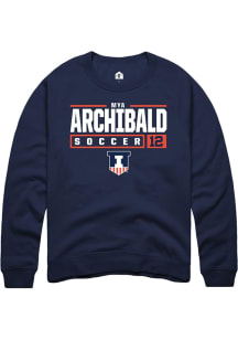 Mya Archibald Rally Mens Navy Blue Illinois Fighting Illini NIL Stacked Box Crew Sweatshirt