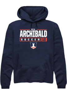 Mya Archibald Rally Mens Navy Blue Illinois Fighting Illini NIL Stacked Box Hooded Sweatshirt