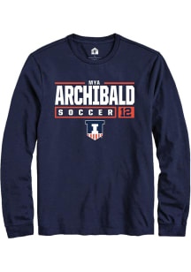 Mya Archibald Rally Mens Navy Blue Illinois Fighting Illini NIL Stacked Box Tee