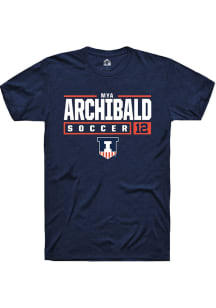 Mya Archibald Navy Blue Illinois Fighting Illini NIL Stacked Box Short Sleeve T Shirt