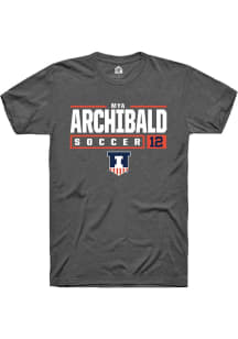 Mya Archibald Dark Grey Illinois Fighting Illini NIL Stacked Box Short Sleeve T Shirt