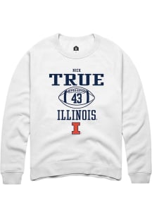 Nick True Rally Mens White Illinois Fighting Illini NIL Sport Icon Crew Sweatshirt