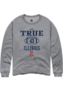 Nick True Rally Mens Graphite Illinois Fighting Illini NIL Sport Icon Crew Sweatshirt