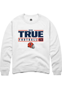 Nick True Rally Mens White Illinois Fighting Illini NIL Stacked Box Crew Sweatshirt