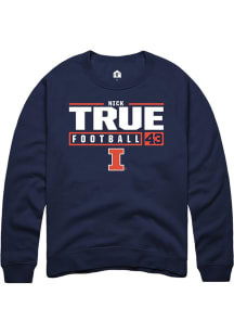 Nick True Rally Mens Navy Blue Illinois Fighting Illini NIL Stacked Box Crew Sweatshirt