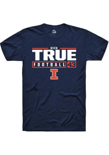 Nick True Navy Blue Illinois Fighting Illini NIL Stacked Box Short Sleeve T Shirt