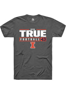 Nick True Dark Grey Illinois Fighting Illini NIL Stacked Box Short Sleeve T Shirt