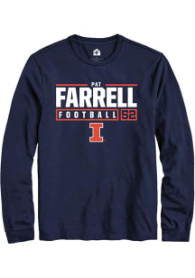 Patrick Farrell  Illinois Fighting Illini Navy Blue Rally NIL Stacked Box Long Sleeve T Shirt