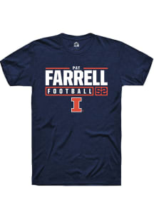 Patrick Farrell Navy Blue Illinois Fighting Illini NIL Stacked Box Short Sleeve T Shirt