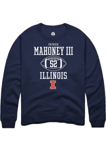 Patrick Mahoney III Rally Mens Navy Blue Illinois Fighting Illini NIL Sport Icon Crew Sweatshirt