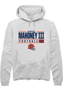 Patrick Mahoney III Rally Mens White Illinois Fighting Illini NIL Stacked Box Hooded Sweatshirt