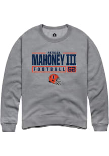 Patrick Mahoney III Rally Mens Graphite Illinois Fighting Illini NIL Stacked Box Crew Sweatshirt