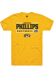 Chantice Phillips  Missouri Tigers Gold Rally NIL Stacked Box Short Sleeve T Shirt