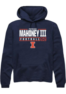 Patrick Mahoney III Rally Mens Navy Blue Illinois Fighting Illini NIL Stacked Box Hooded Sweatsh..