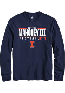 Patrick Mahoney III Rally Mens Navy Blue Illinois Fighting Illini NIL Stacked Box Tee