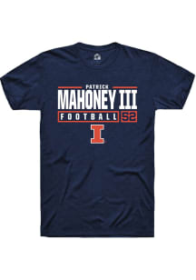 Patrick Mahoney III Navy Blue Illinois Fighting Illini NIL Stacked Box Short Sleeve T Shirt