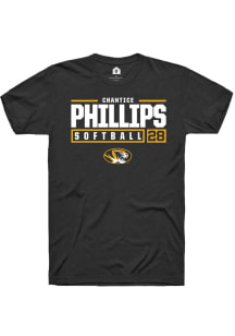 Chantice Phillips  Missouri Tigers Black Rally NIL Stacked Box Short Sleeve T Shirt