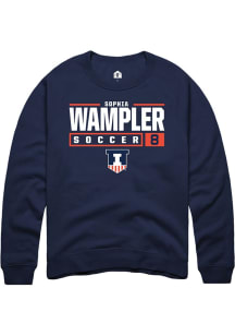 Sophia Wampler Rally Mens Navy Blue Illinois Fighting Illini NIL Stacked Box Crew Sweatshirt