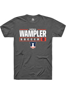 Sophia Wampler Dark Grey Illinois Fighting Illini NIL Stacked Box Short Sleeve T Shirt