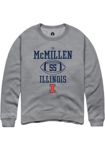 Tj McMillen Rally Mens Graphite Illinois Fighting Illini NIL Sport Icon Crew Sweatshirt