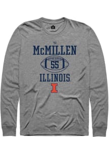 Tj McMillen  Illinois Fighting Illini Grey Rally NIL Sport Icon Long Sleeve T Shirt