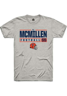 Tj McMillen  Illinois Fighting Illini Ash Rally NIL Stacked Box Short Sleeve T Shirt