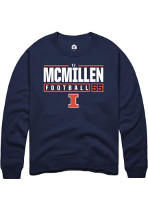 Tj McMillen Rally Mens Navy Blue Illinois Fighting Illini NIL Stacked Box Crew Sweatshirt